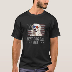 Kuvaszok Best Dog Dad Ever Retro USA American Flag T-Shirt