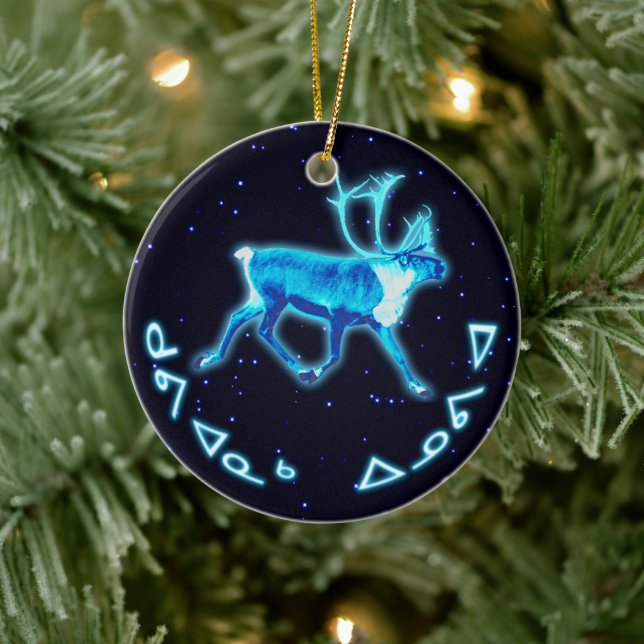 Kuvianak Innovia - Blue Caribou (Reindeer) Ceramic Tree Decoration (Tree)