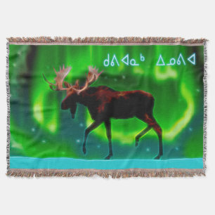Kuvianak Innovia - Northern Lights Moose Throw Blanket