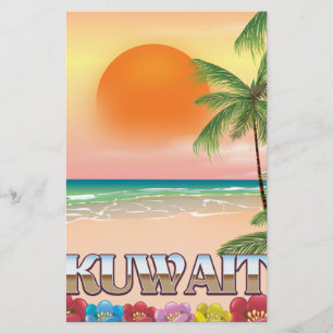 kuwait beach travel poster stationery