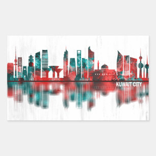 Kuwait City Kuwait Skyline Rectangular Sticker