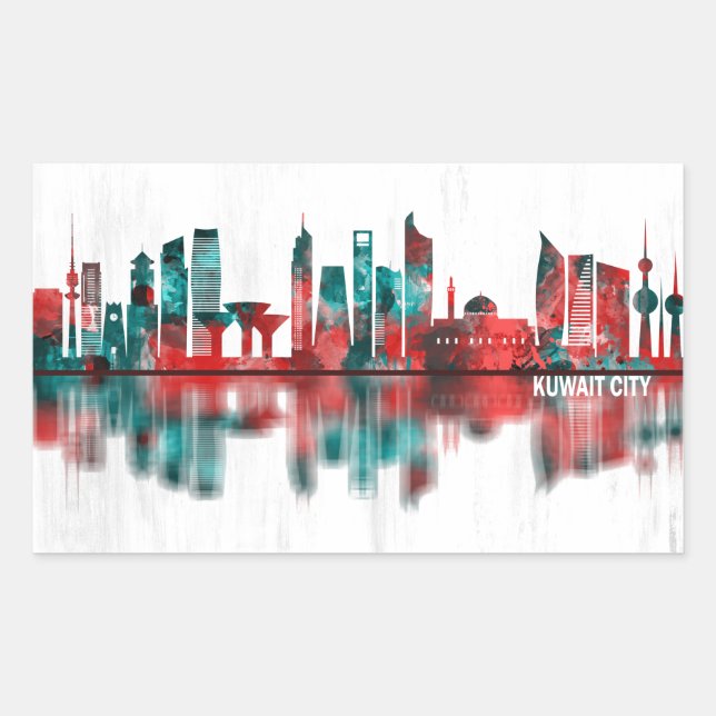 Kuwait City Kuwait Skyline Rectangular Sticker (Front)