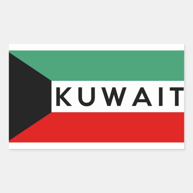 kuwait country flag symbol name text rectangular sticker (Front)