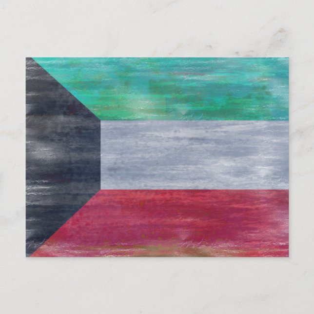 Kuwait distressed flag postcard (Front)