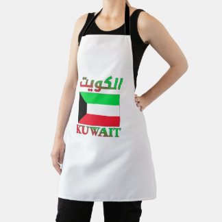 Kuwait Flag الكويت Arabic & English WordArt Apron