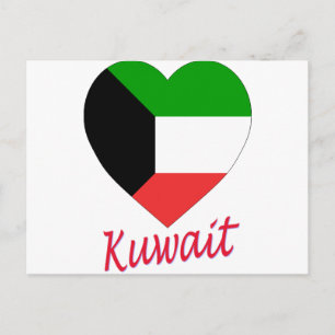 Kuwait Flag Heart Postcard
