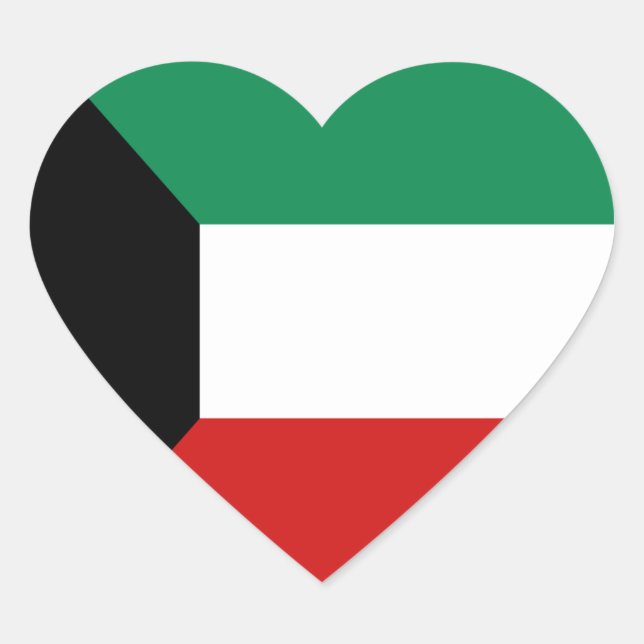 Kuwait Flag Heart Sticker (Front)