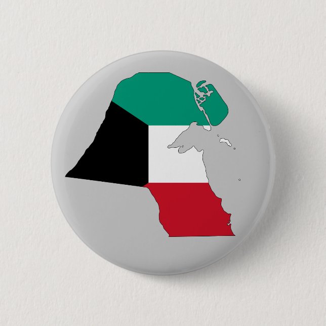 Kuwait Flag Map 6 Cm Round Badge (Front)