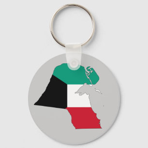 Kuwait Flag Map Key Ring