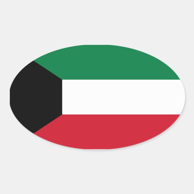 Kuwait Flag Oval Sticker (Front)