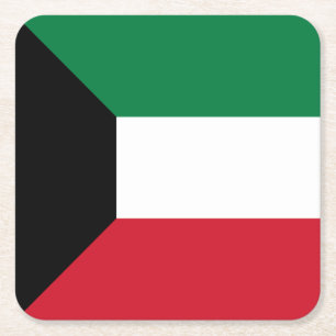 Kuwait Flag Square Paper Coaster