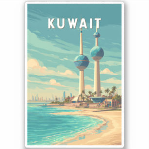 Kuwait Illustration Travel Art Vintage