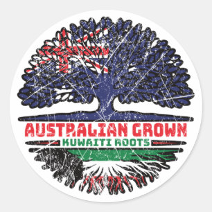 Kuwait Kuwaiti Australian Australia Tree Roots Classic Round Sticker