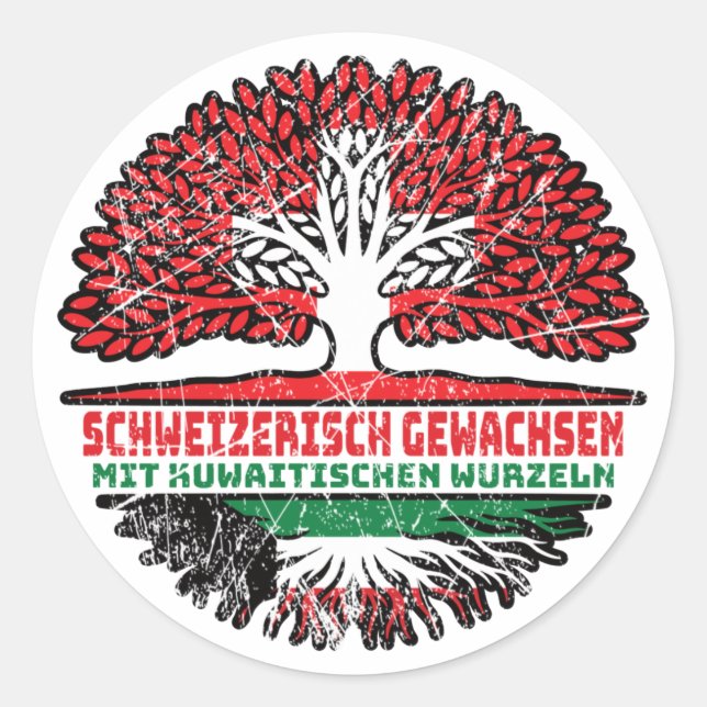 Kuwait Kuwaitisch Schweizer Schweiz Baum Wurzel Classic Round Sticker (Front)