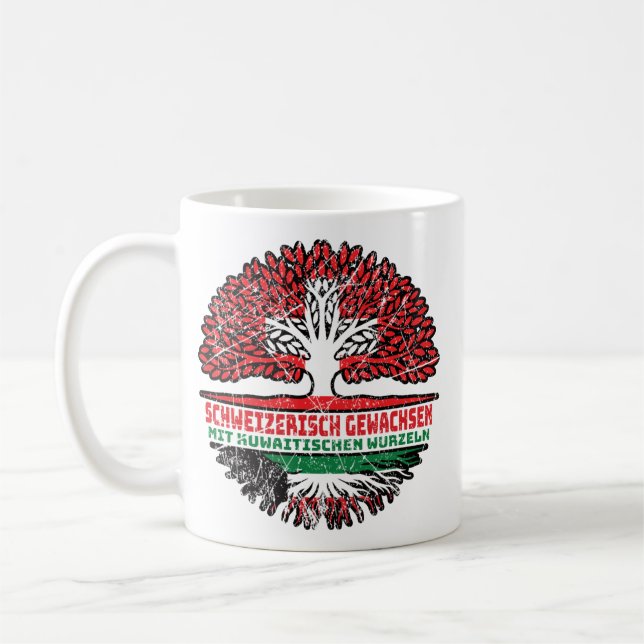 Kuwait Kuwaitisch Schweizer Schweiz Baum Wurzel Coffee Mug (Left)