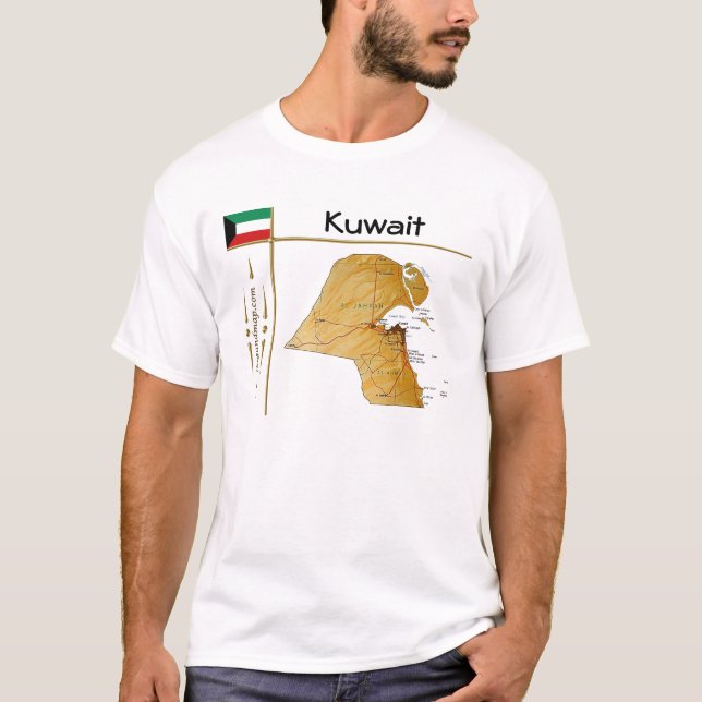 Kuwait Map + Flag + Title T-Shirt (Front)