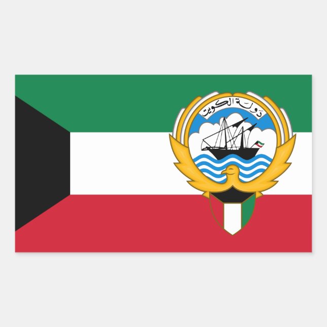 Kuwaiti Flag & Emblem, Flag of Kuwait Rectangular Sticker (Front)