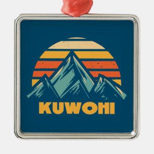 Kuwohi North Carolina Tennessee Retro Turquoise Metal Ornament