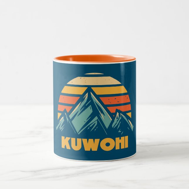 Kuwohi North Carolina Tennessee Retro Turquoise Two-Tone Coffee Mug (Center)