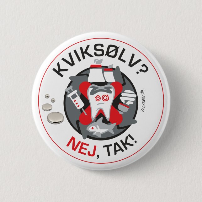 "Kviksølv? Nej, tak!" pin/button 6 Cm Round Badge (Front)