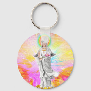 Kwan Yin The Goddess of Compassion With Pink Key Ring