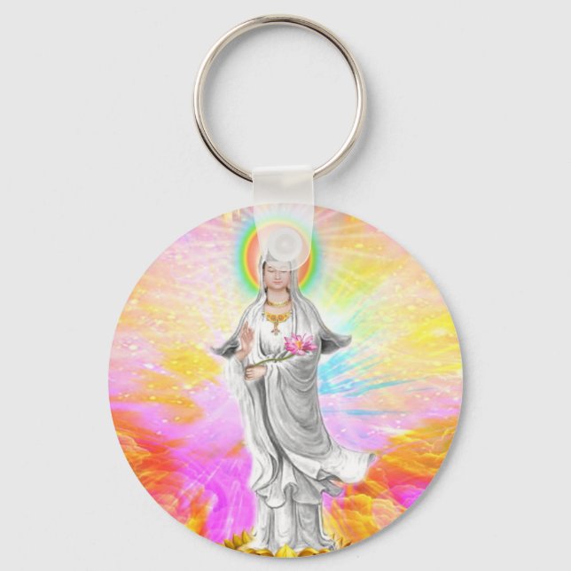 Kwan Yin The Goddess of Compassion With Pink Key Ring (Front)