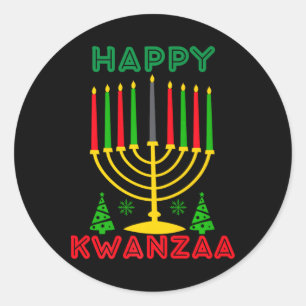 Kwanza 2024 Christmas Afro-american Kids Mens Happ Classic Round Sticker