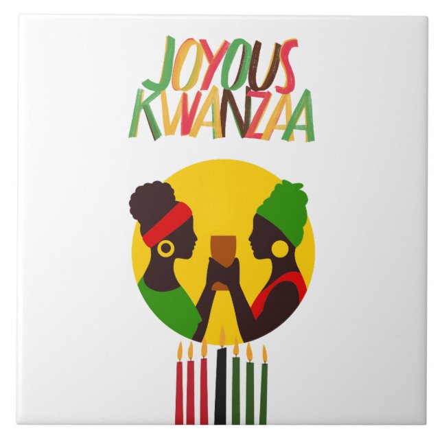 Kwanza Decor Ceramic Tile Trivet Decoration (Front)