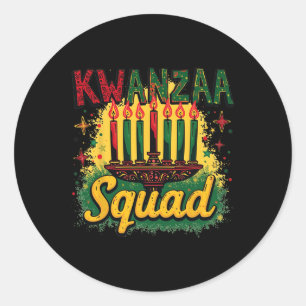 Kwanza Squad Afro-american Happy Kwanza Family Mat Classic Round Sticker