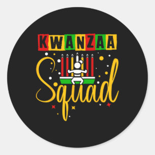 Kwanza Squad Family Christmas Afro-american Happy  Classic Round Sticker