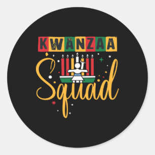 Kwanza Squad Family Christmas Afro-american Happy Classic Round Sticker