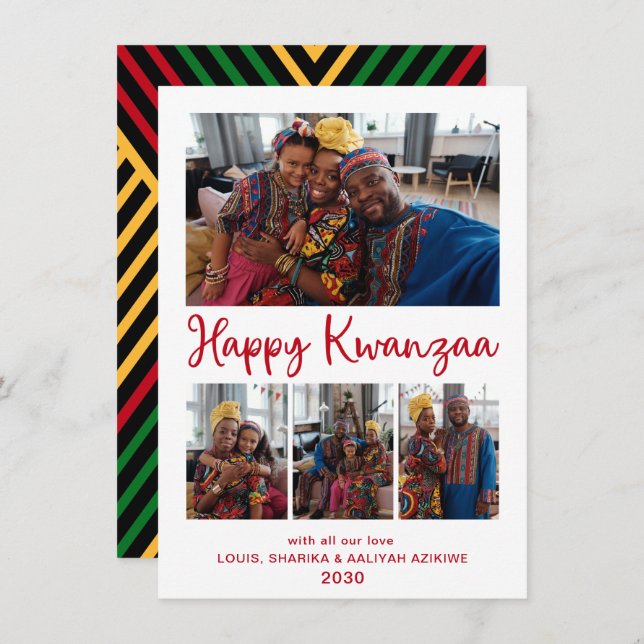 Kwanzaa 4 Photo Holiday Card (Front/Back)