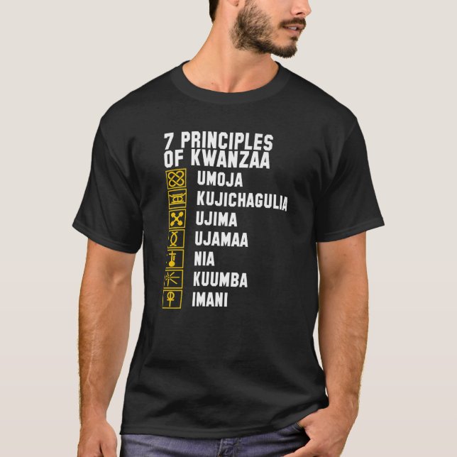 Kwanzaa 7 Principles Africa Celebrate Kwanzaa Symb T-Shirt (Front)