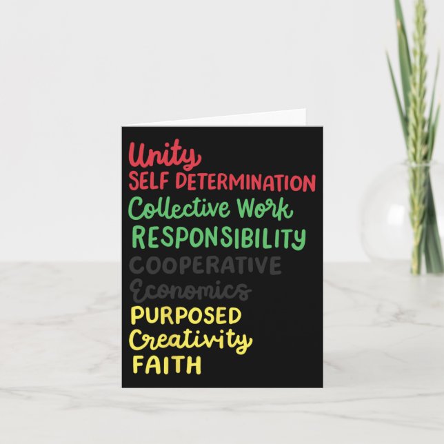 Kwanzaa 7 Principles African American Black Pride  Card (Front)