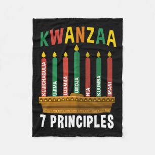 Kwanzaa 7 Principles Candles Kinara Pan Africans P Fleece Blanket