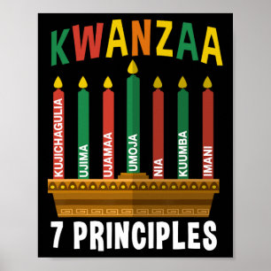Kwanzaa 7 Principles Candles Kinara Pan Africans P Poster