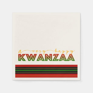 Kwanzaa   A Very Happy Kwanzaa Bold Stripe Napkin
