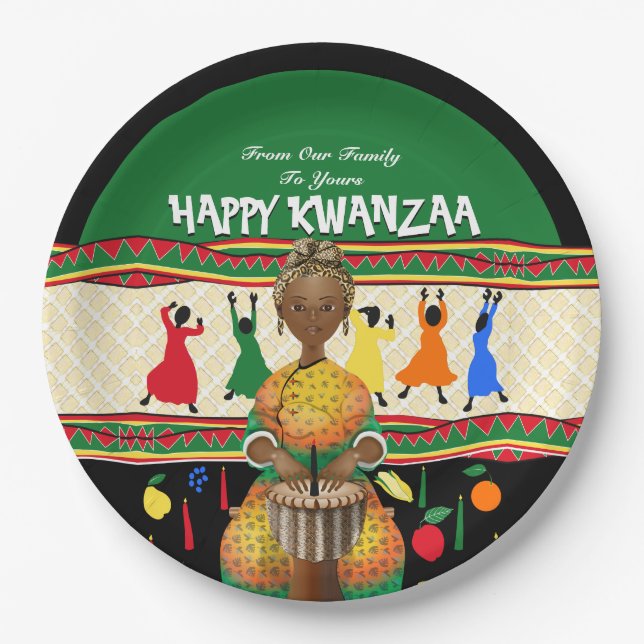 Kwanzaa African American Holiday Paper Plate (Front)