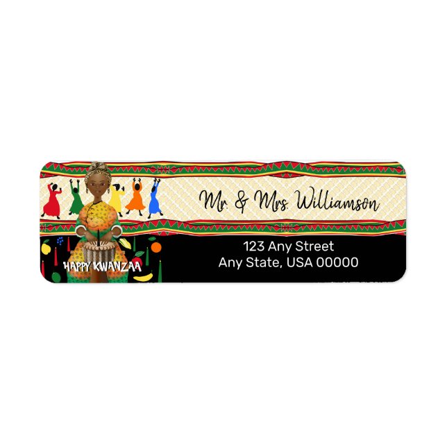 Kwanzaa African American Holiday Return Address Label (Front)