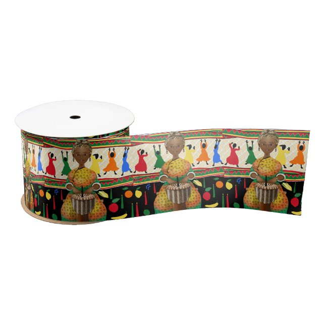 Kwanzaa African American Holiday Satin Ribbon (Spool)