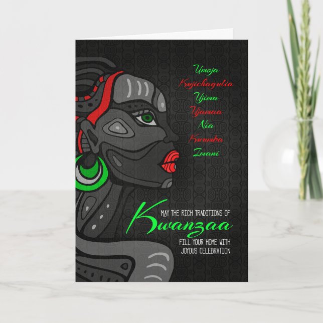 Kwanzaa African American Seven Principles Holiday Card (Front)