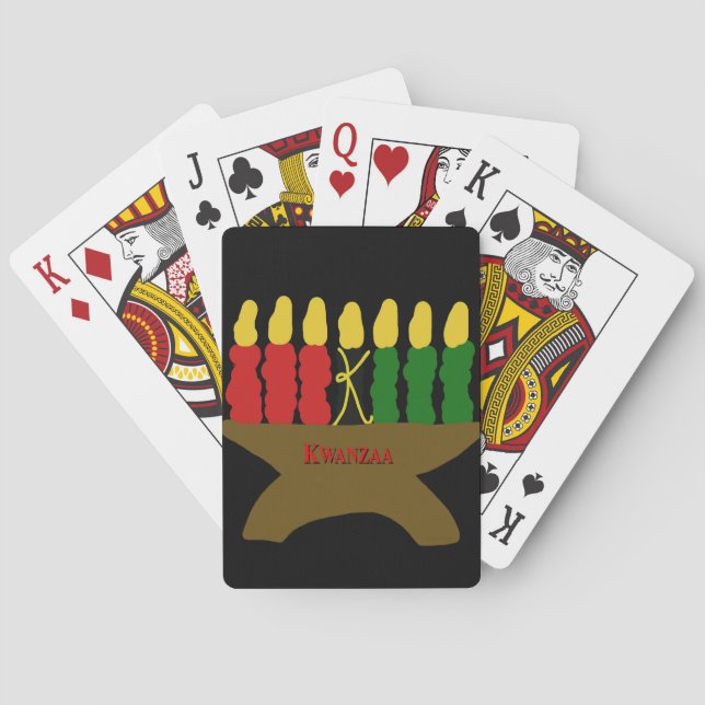 Kwanzaa Art Design 1920 with Red Text Playing Cards (Back)