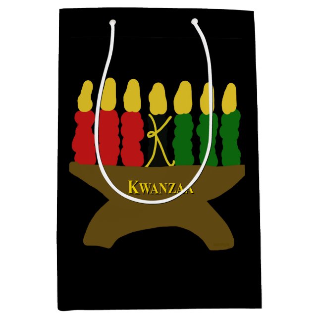 Kwanzaa Art Design Yellow Text Medium Gift Bag (Front)