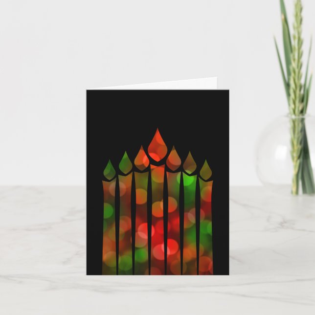 Kwanzaa Bokeh Kinara Holiday Card (Front)