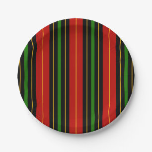 Kwanzaa   Bold Red Green Black Stripe Paper Plate