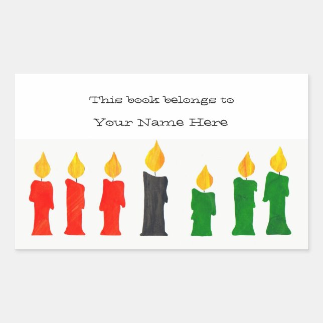 Kwanzaa Bookplates with Candles Rectangular Sticker (Front)