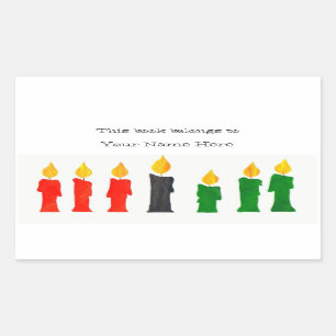 Kwanzaa Bookplates with Candles Rectangular Sticker