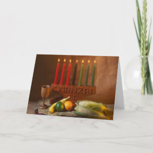 Kwanzaa candles and food holiday card