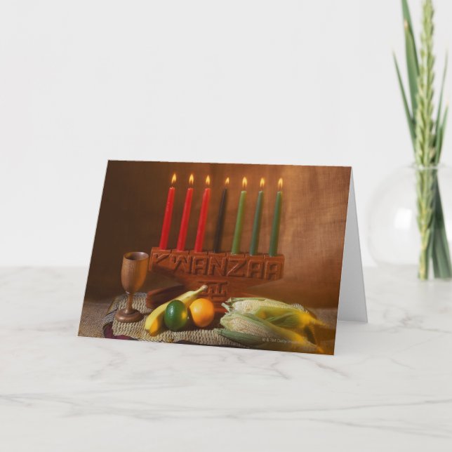 Kwanzaa candles and food holiday card (Front)