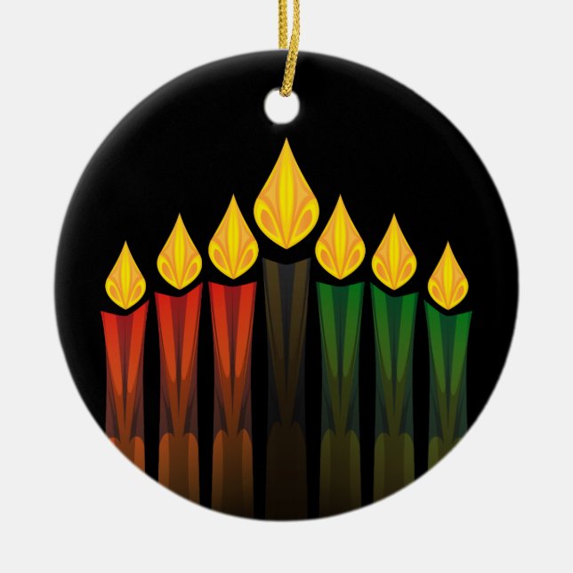kwanzaa candles ceramic tree decoration (Front)